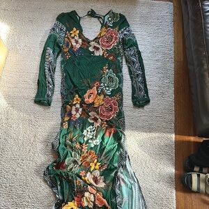 Anthropologie Floral Green maxi Dress